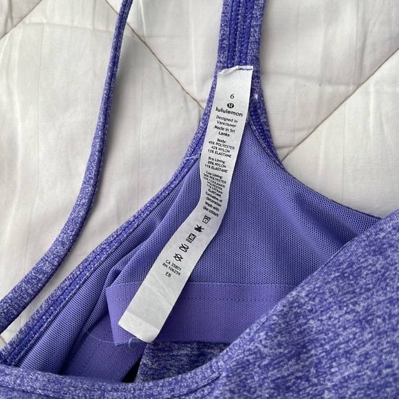 Authentic Lululemon tank sz 6 build-in bra heather-blue - Picture 3 of 3